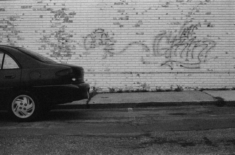 Graffiti behind a car in Souderton, PA