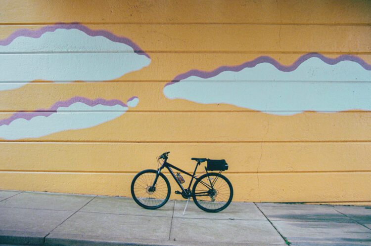 My bike under Harry Boardman's mural in Souderton, PA
