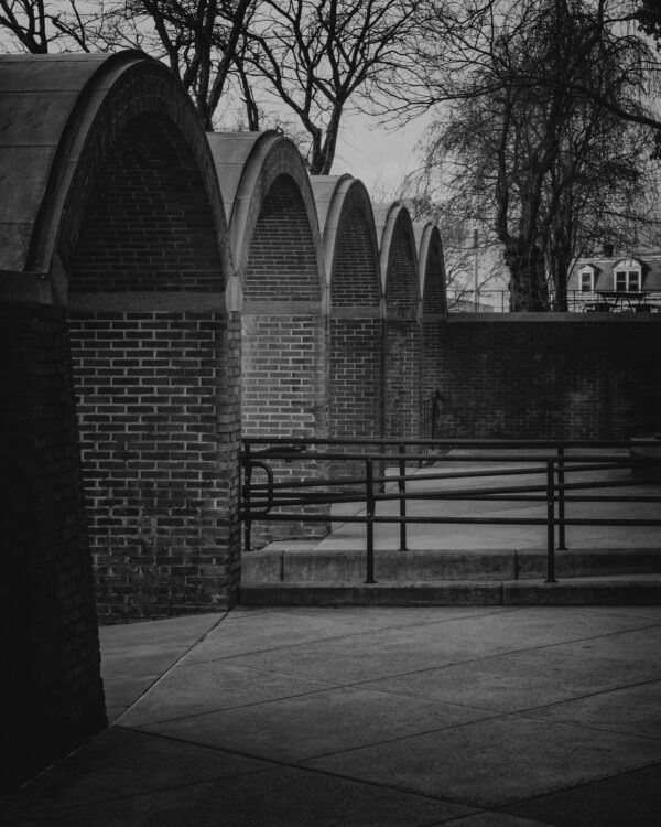 The old courthouse arches in Doylestown