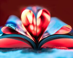 Photo of a heart created with a book